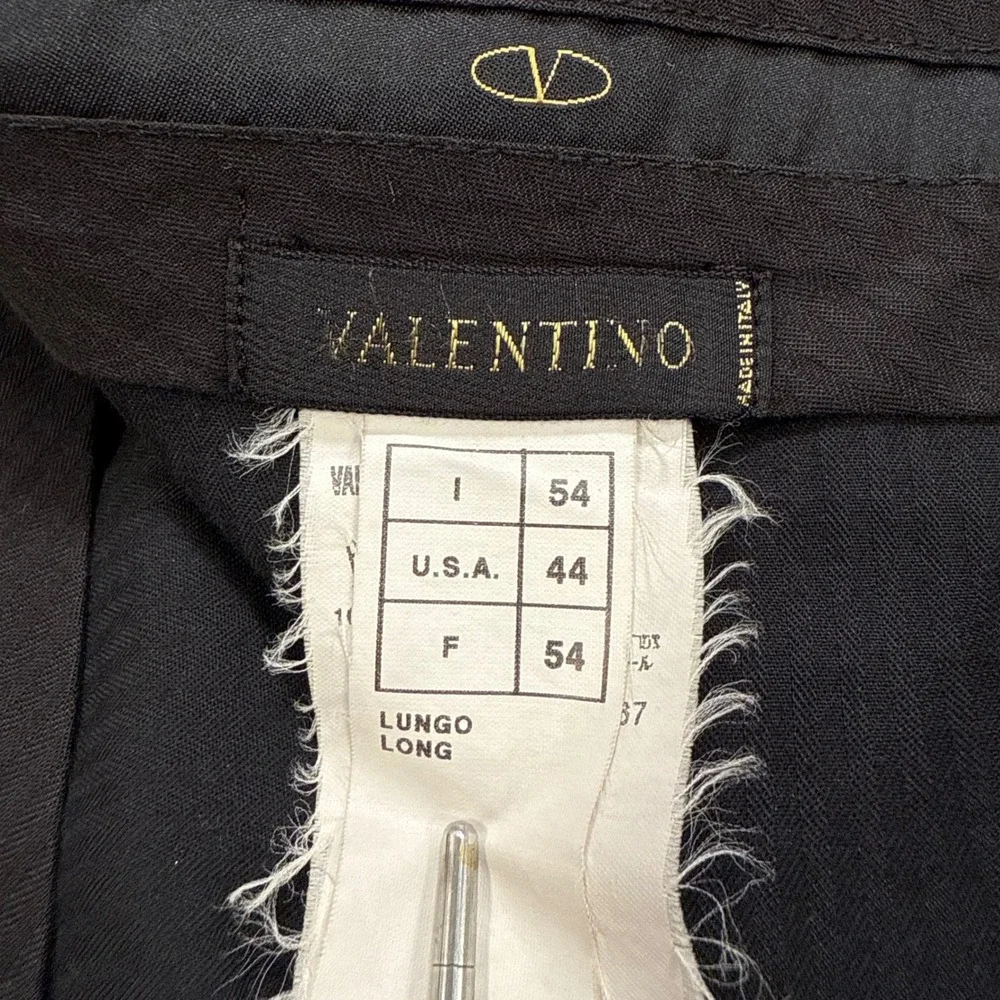 Valentino Mens 44 Blue Gray 100% Virgin Wool Flat Front Cuffed Dress Pants Italy